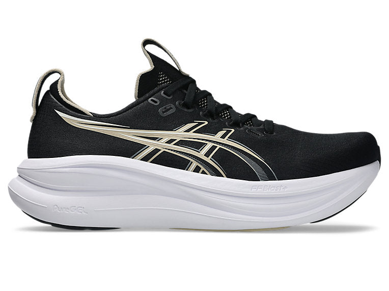 Men's Asics Gel-Nimbus 28, Black/Feather Grey, 12.5 4E Extra Wide