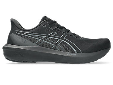 Side view on white background of Mens Asics GT-1000 15 running shoe in Black/Black, Wide width