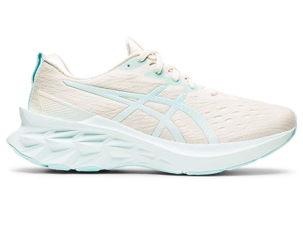 Women's Asics Novablast 2, Birch/Clear Blue, 8 B Medium