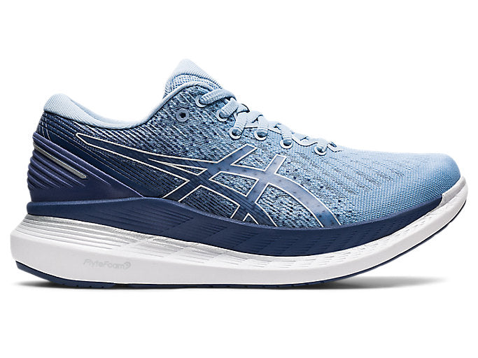 Women's Asics Glideride 2, Mist/Thunder Blue, 6.5 B Medium