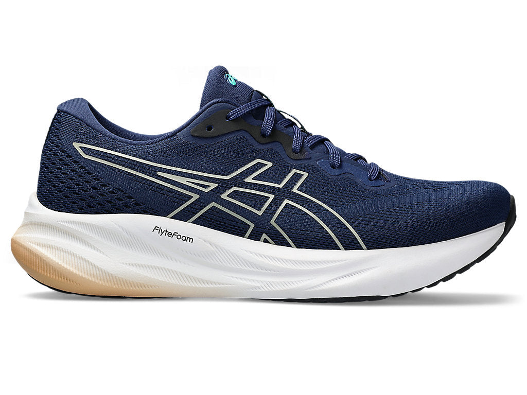 Asics Gel-Pulse 15 Womens running shoes in Blue Expanse/Champagne - side view on white background