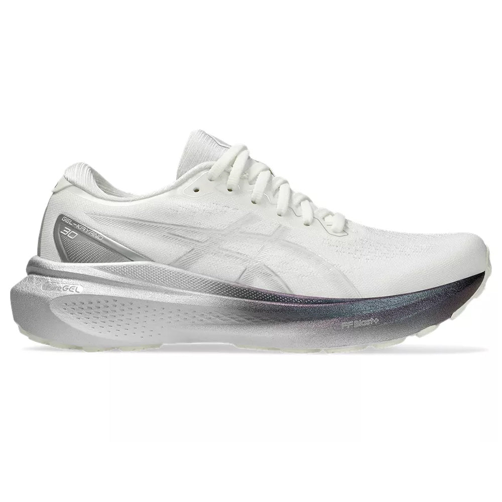 Women's Asics GEL-Kayano 30 Platinum, Real White/Pure Silver, 7.5 B Medium