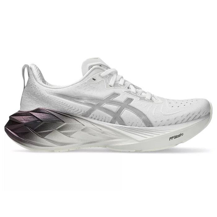 Women's Asics Novablast 4 Platinum, Real White/Pure Silver, 7.5 B Medium