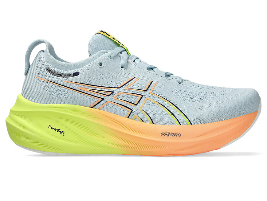 Women's Asics Gel-Nimbus 26 Paris, Cool Grey/Safety Yellow, 9 B Medium