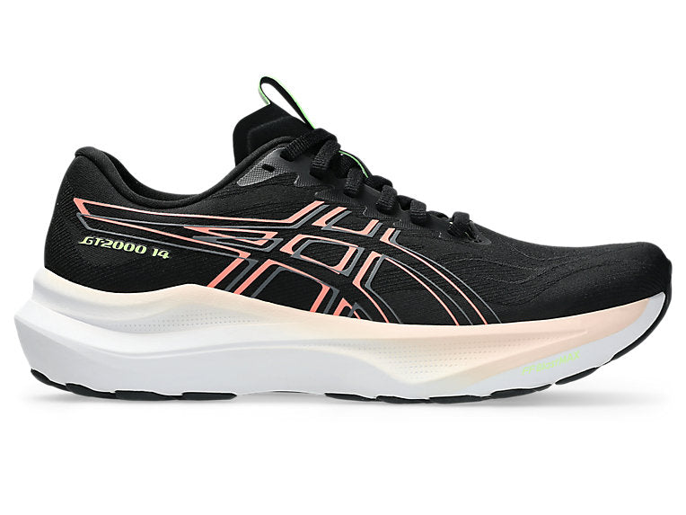 Women's Asics GT-2000 14, Black/Sun Coral, 12 B Medium