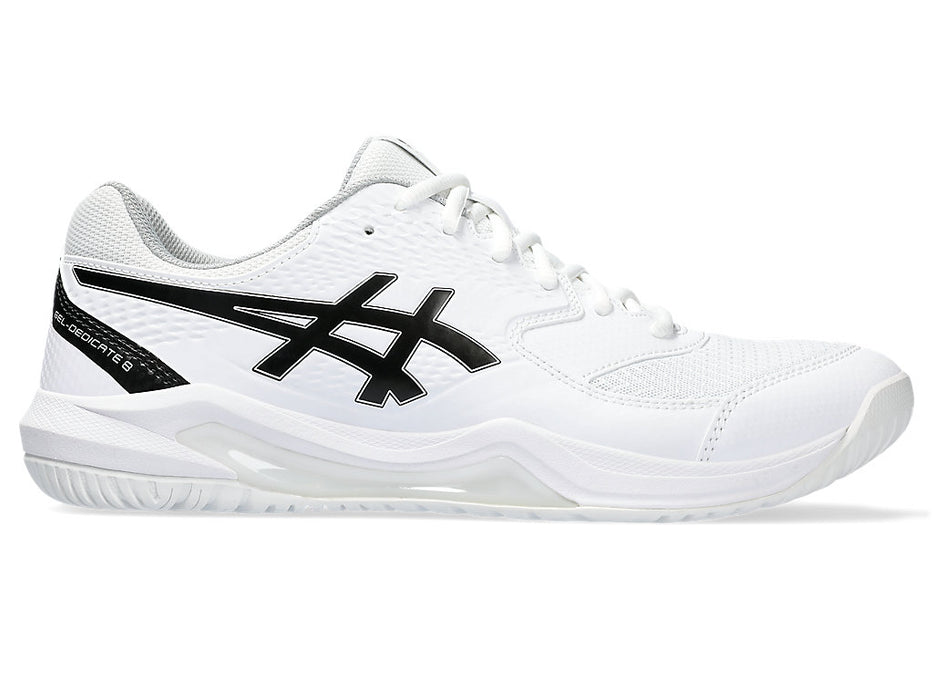 Men's Asics Gel-Dedicate 8, White/Black, 8.5 D Medium