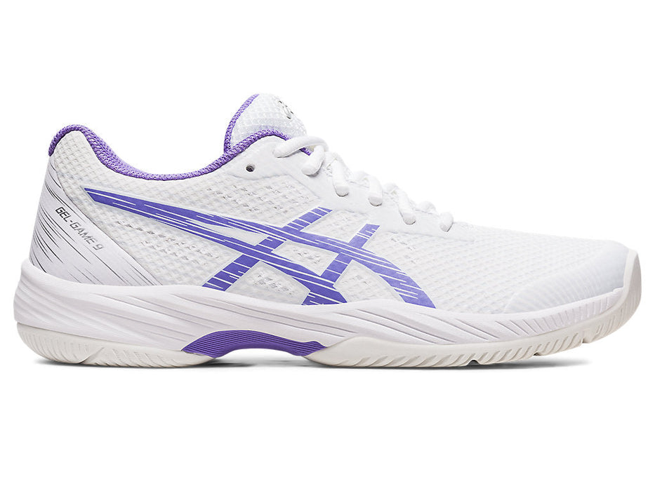 Women's Asics Gel-Game 9, White/Amethyst, 8 B Medium