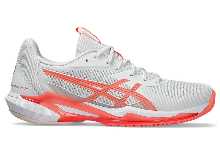 Women's Asics Solution Speed FlyteFoam 3, White/Sun Coral, 9.5 B Medium