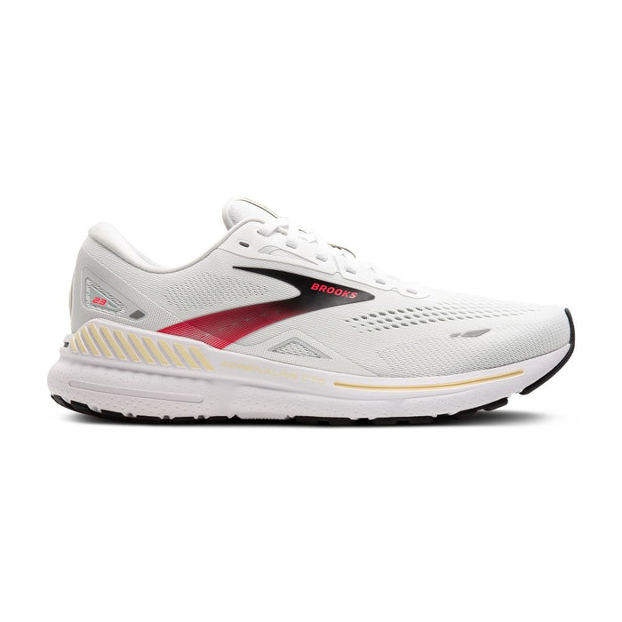 Men's Brooks Adrenaline GTS 23, White/Cream/Pink, 12 D Medium