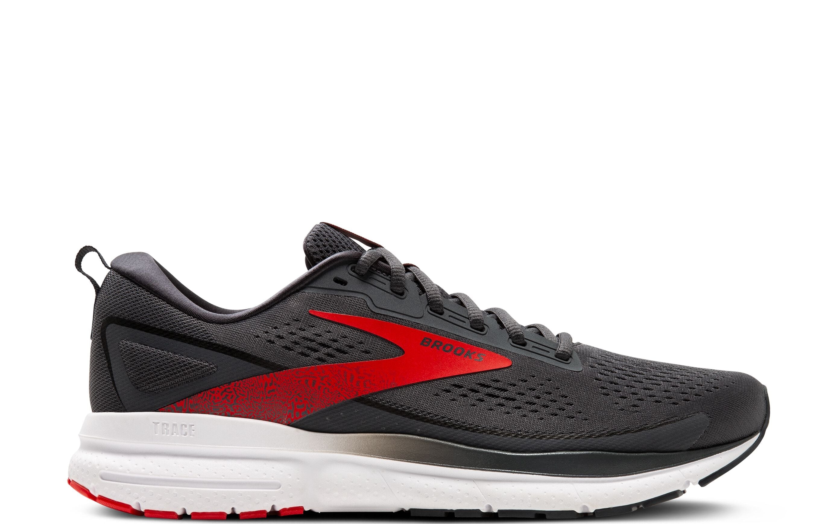 Men's Brooks Trace 3, Ebony/Fiery Red/White, 10 D Medium