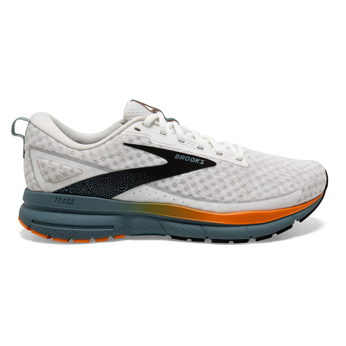 Men's Brooks Trace 3, White/Orange/Goblin Blue, 12 D Medium