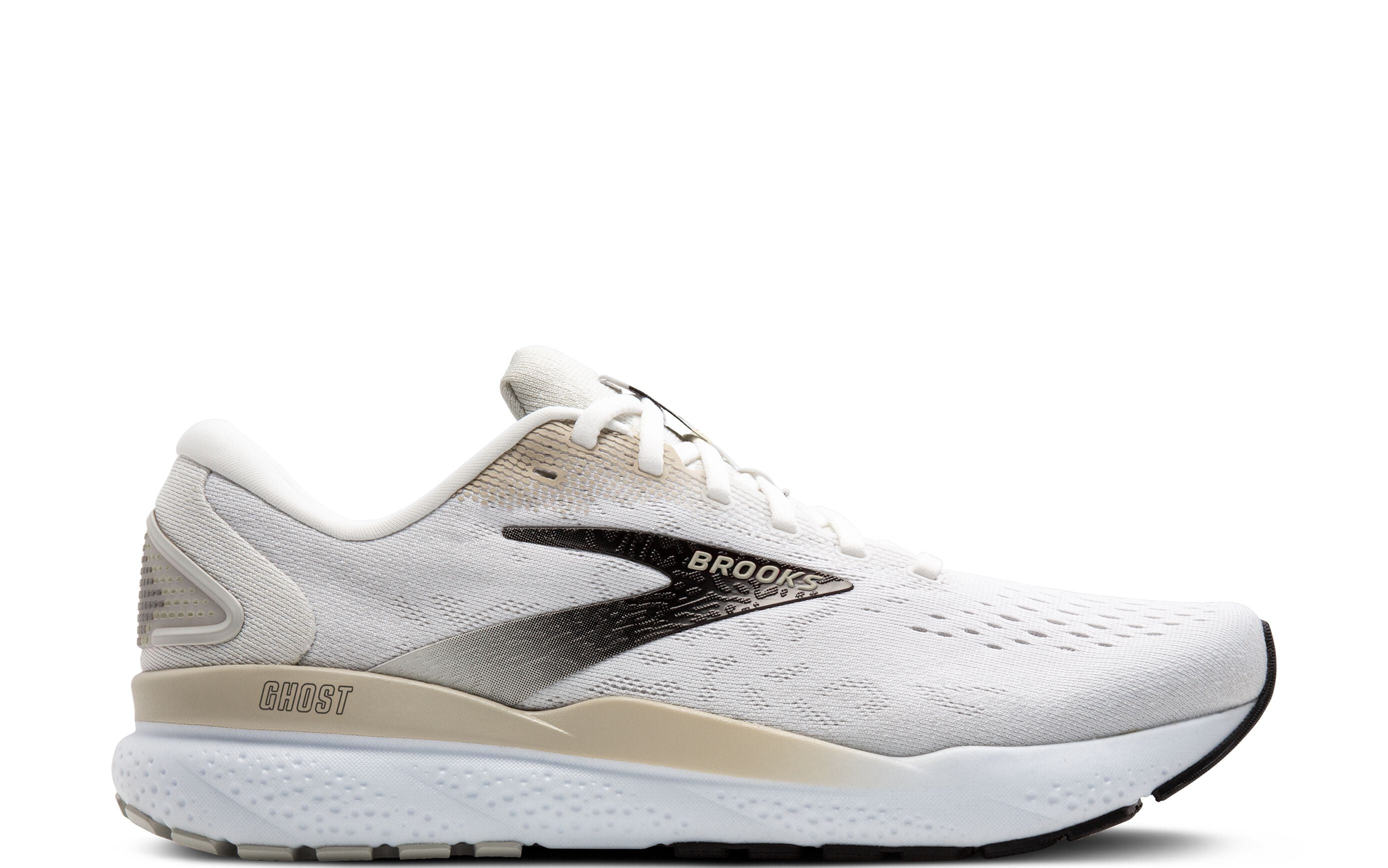 Men's Brooks Ghost 16, White/Pelican/Oyster, 10.5 D Medium