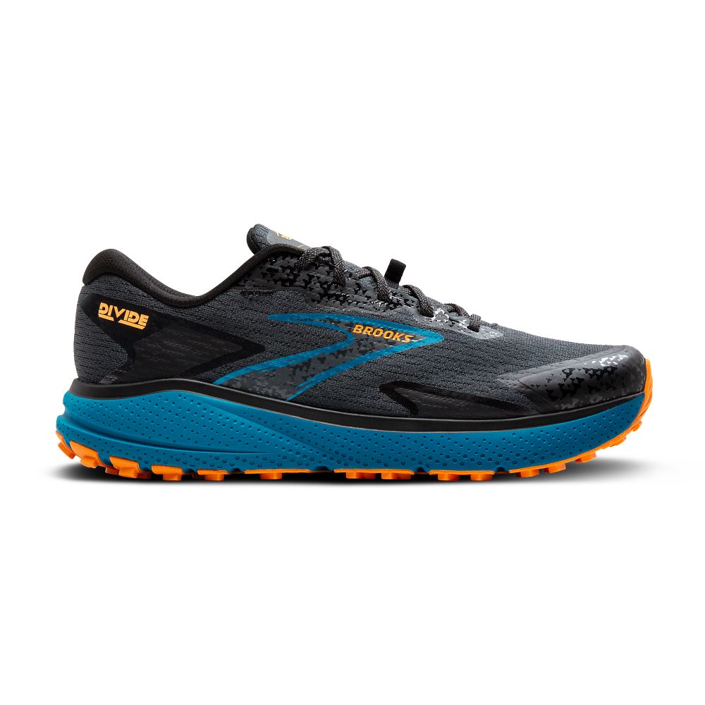 Men's Brooks Divide 5, Ebony/Blue Sapphire/Orange, 14 D Medium