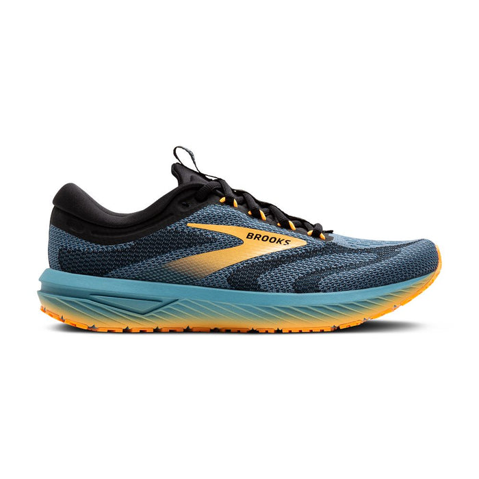 Men's Brooks Revel 7, Storm Blue/Black/Orange Pop, 13 D Medium