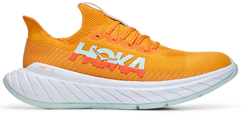 Men's Hoka One One Carbon X 3, Radiant Yellow/Camellia, 7 D Medium