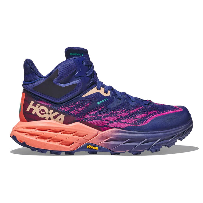 Women's Hoka One One SpeedGoat 5 Mid GTX, Bellwether Blue/Camellia, 9 B Medium