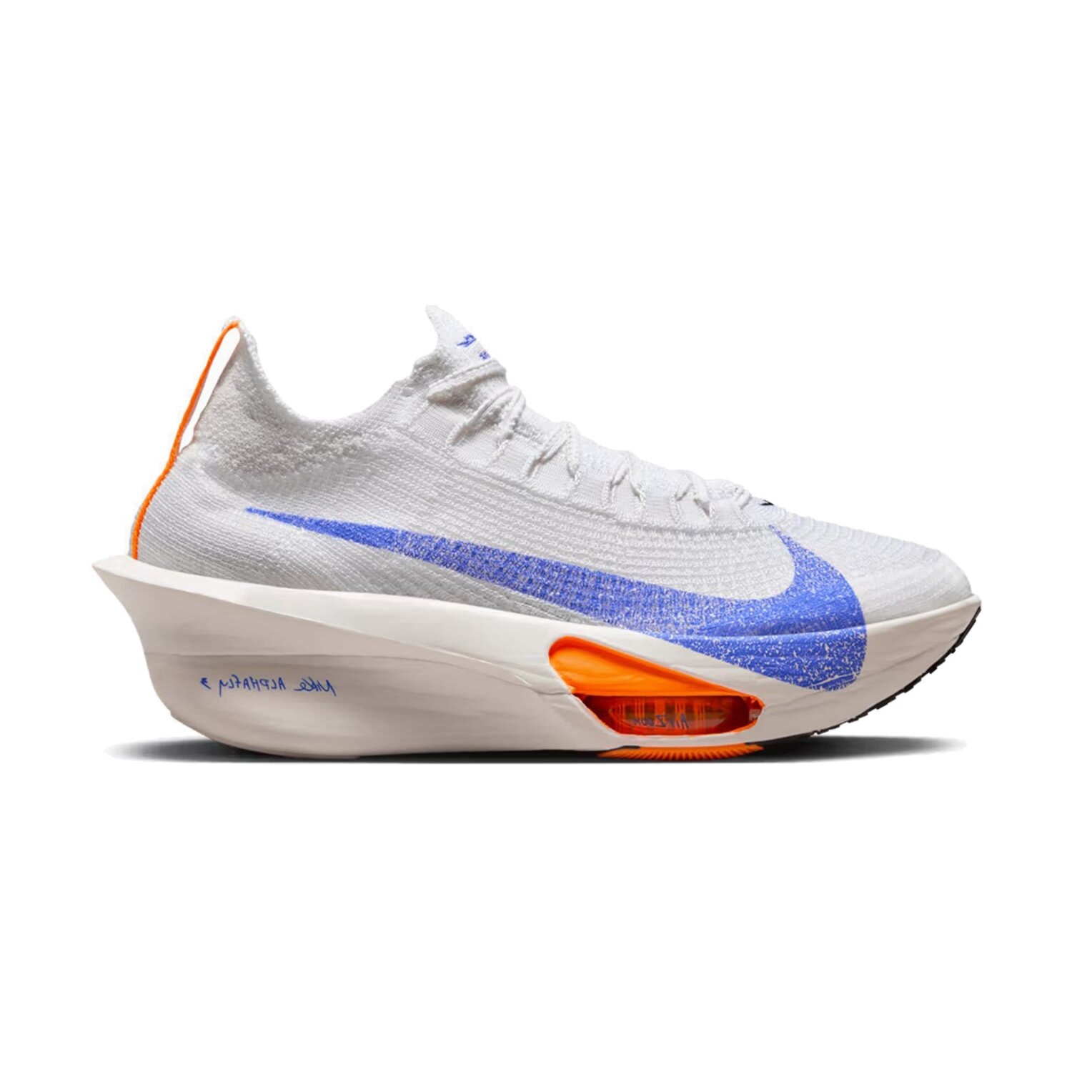 Side view on white background of Womens Nike Air Zoom Alphafly NEXT% 3 FP running shoe in Multi-Color/Multi-Color, Medium (Regular) width