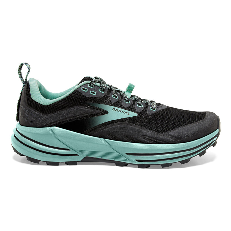 Women's Brooks Cascadia 16, Black/Ebony/Yucca, 7 B Medium