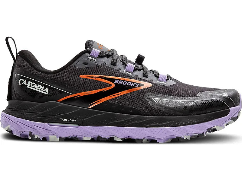 Women's Brooks Cascadia 18, Ebony/Sweet Lavender/Copper, 9.5 D Wide