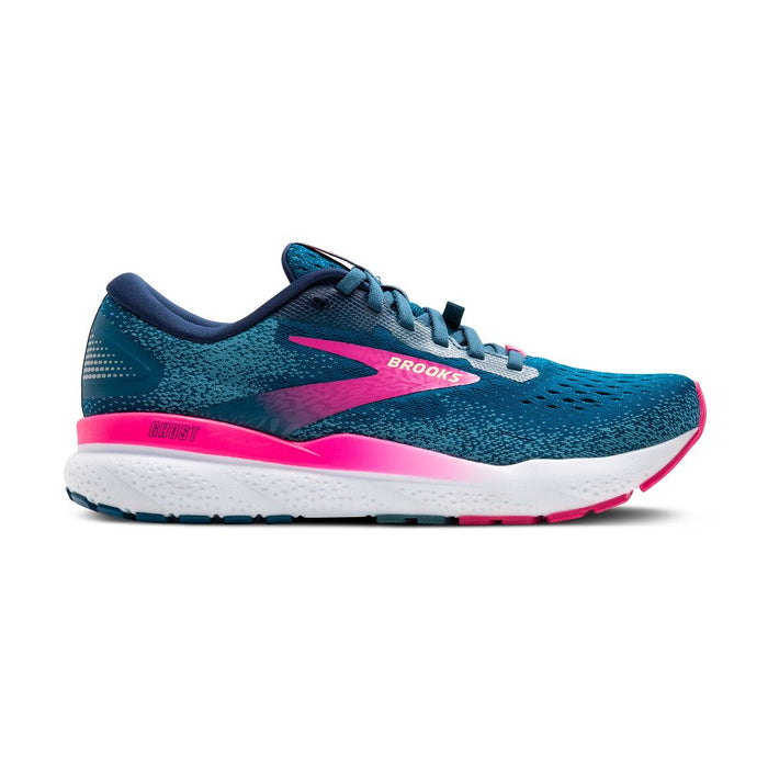 Women's Brooks Ghost 16 GTX, Moroccan Blue/Pink/Yellow, 12 B Medium