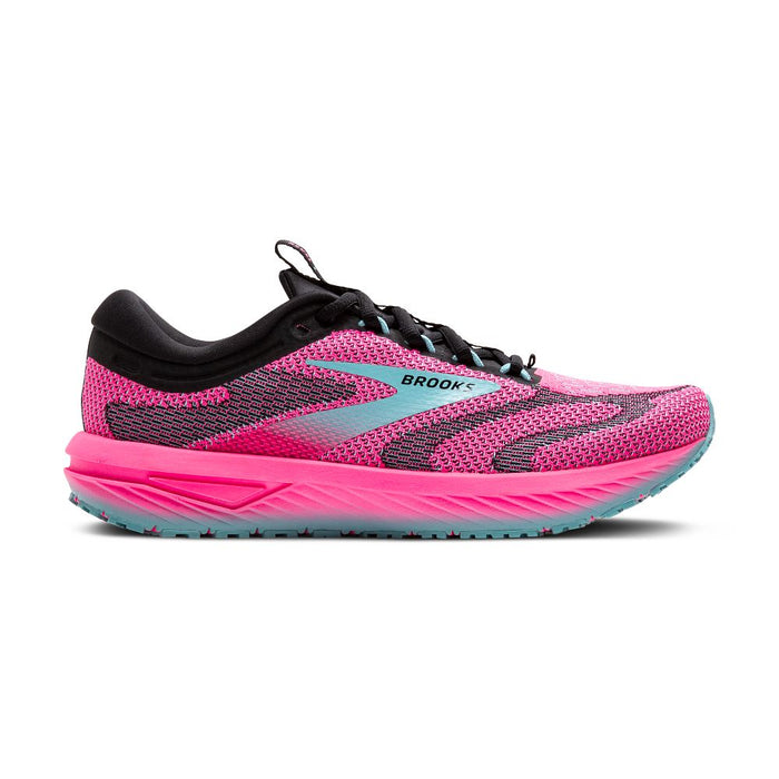 Women's Brooks Revel 7, Knockout Pink/Black/Aqua, 9 B Medium