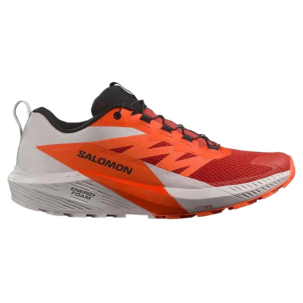 Men's Salomon Sense Ride 5, Lunar Rock/Shocking Orange/Fiery Red, 11 D Medium
