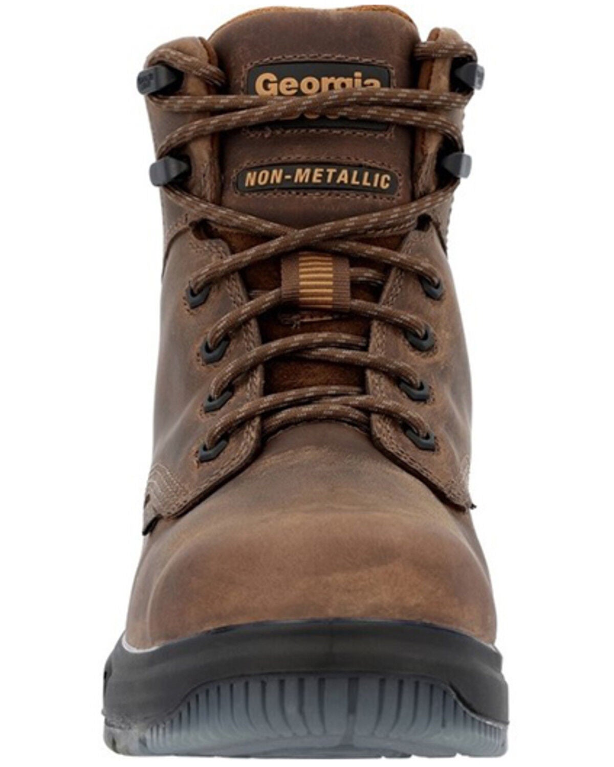 Side view on white background of Mens Georgia Boot FLXpoint Ultra Boot running shoe in Black/Brown, Medium (Regular) width