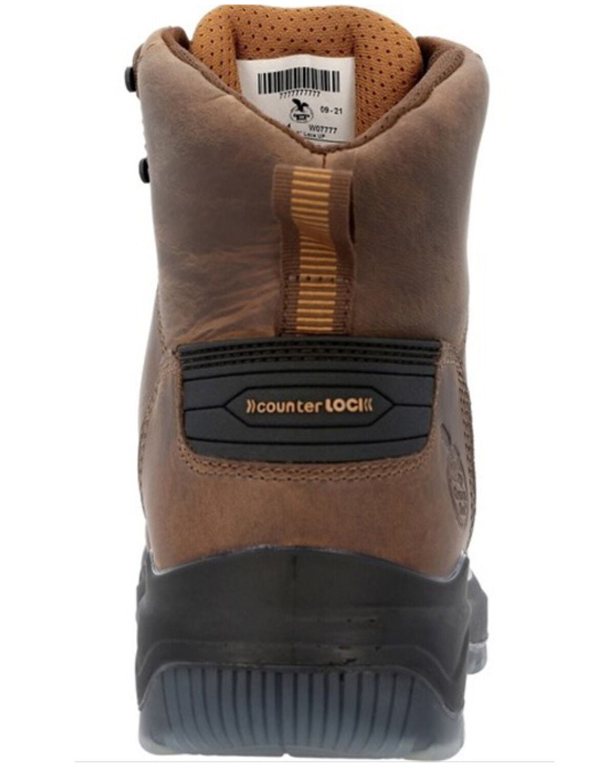 Side view on white background of Mens Georgia Boot FLXpoint Ultra Boot running shoe in Black/Brown, Wide width