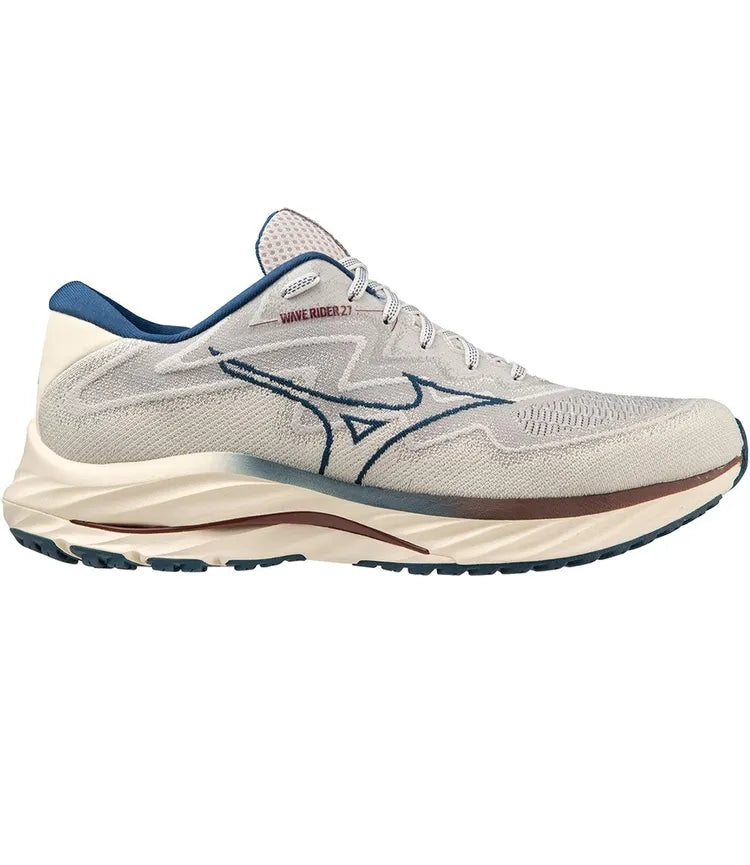 Men's Mizuno Wave Rider 27, Papyrus/Blue Opal, 9.5 D Medium — RELAY