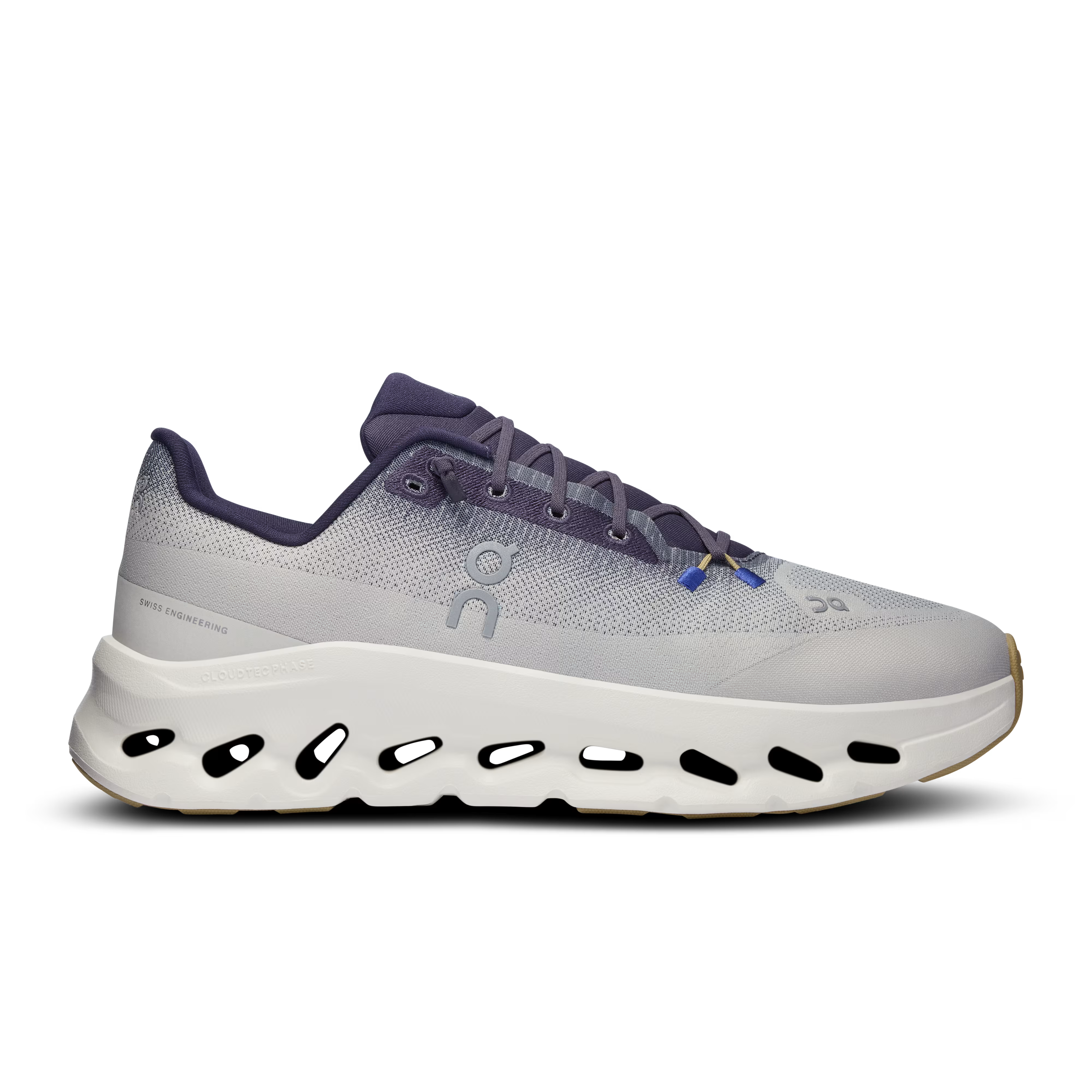 Side view on white background of Mens On Cloudtilt running shoe in Midnight/Ivory, Medium (Regular) width