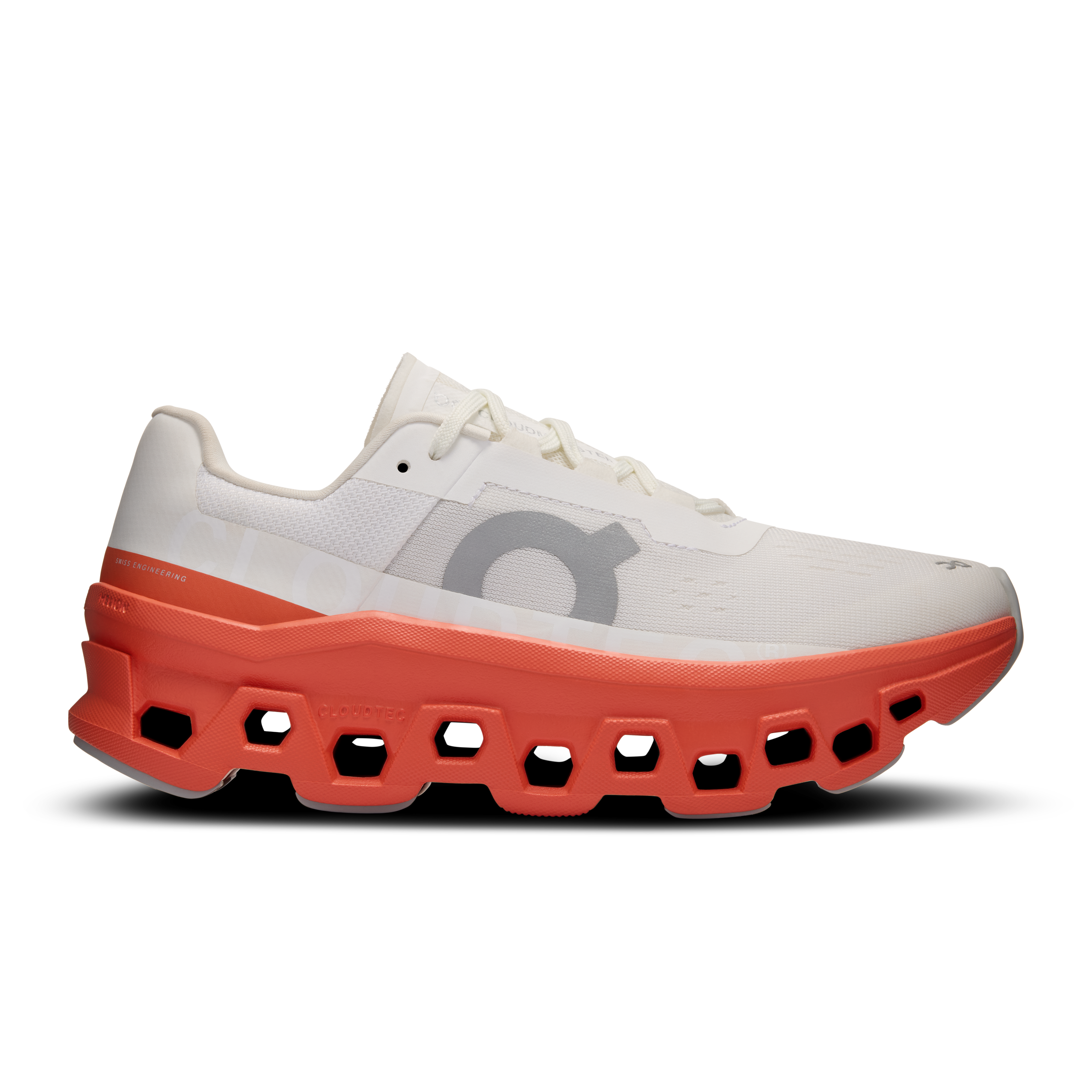 Women's On Cloudmonster, White/Flame, 5.5 B Medium