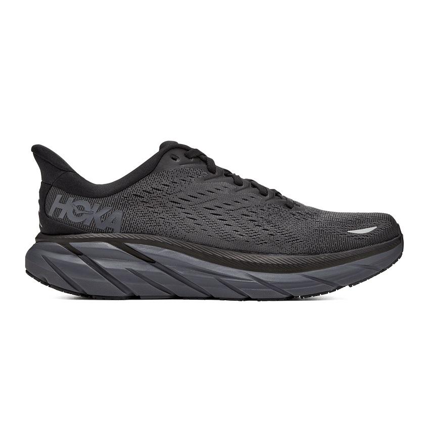 Women's Hoka Clifton 8, Black/Black, 9 D Wide