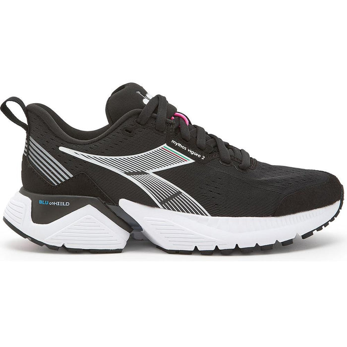 Women's Diadora Mythos Blushield Vigore 2, Black/White/Pink Fluo, 10.5 B Medium