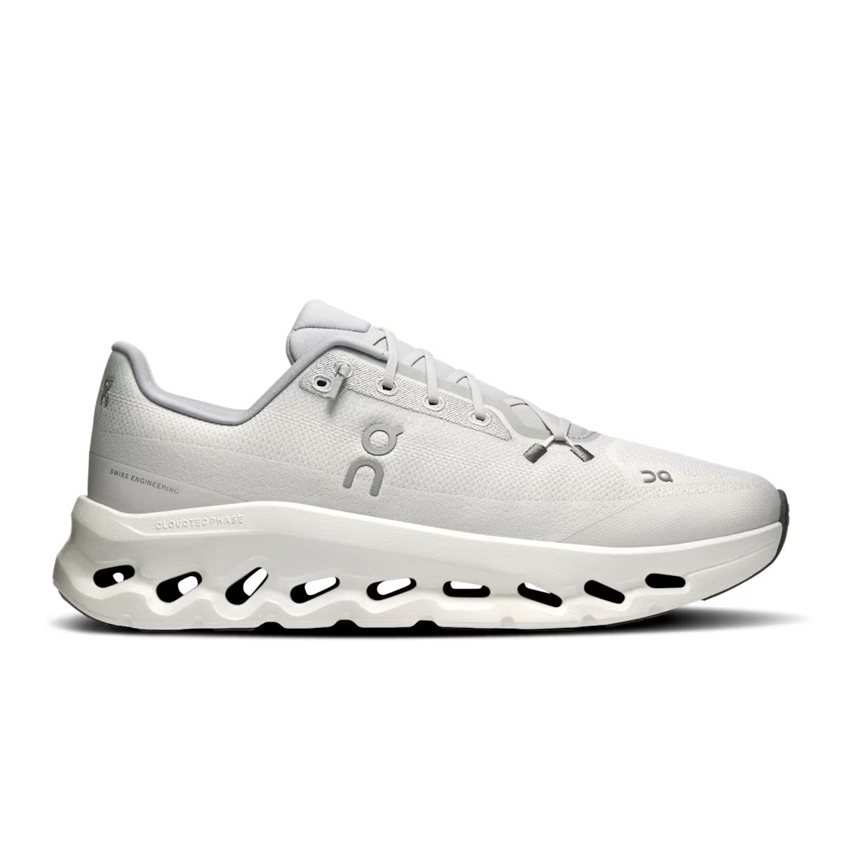 Side view on white background of Mens On Cloudtilt running shoe in Glacier/Ice, Medium (Regular) width
