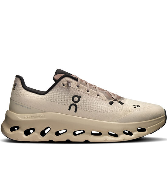 Side view on white background of Mens On Cloudtilt running shoe in Cinder/Sand, Medium (Regular) width