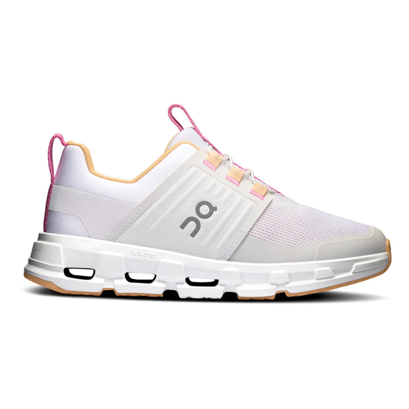 Side view on white background of Kids On  shoe in White/Blonde, Medium (Regular) width