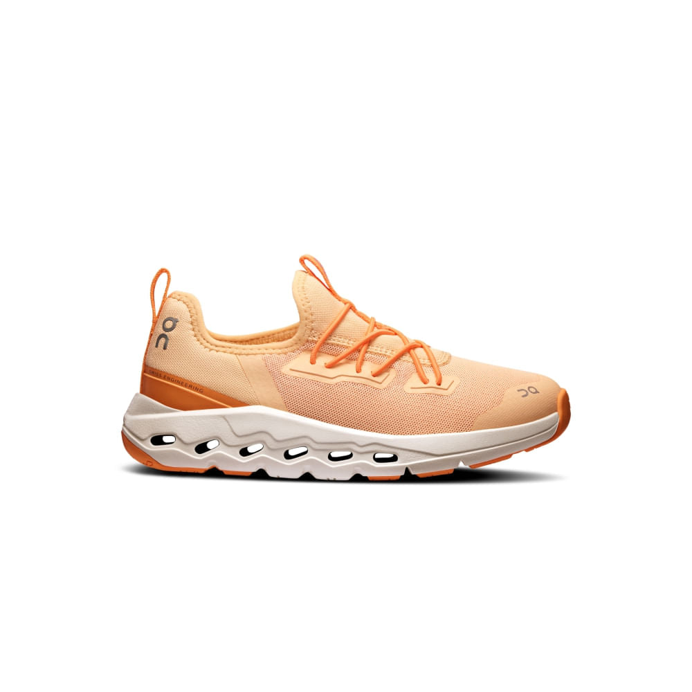 Side view on white background of Kids On  shoe in Tangerine/Blonde, Medium (Regular) width