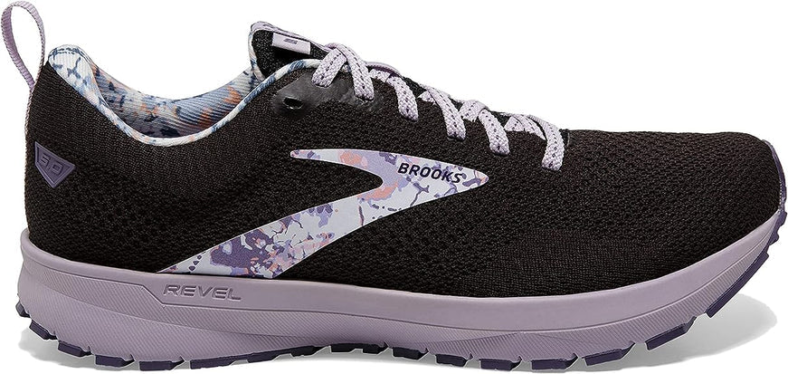 Women's Brooks Revel 5, Black/Thistle/Cadet, 7.5 B Medium