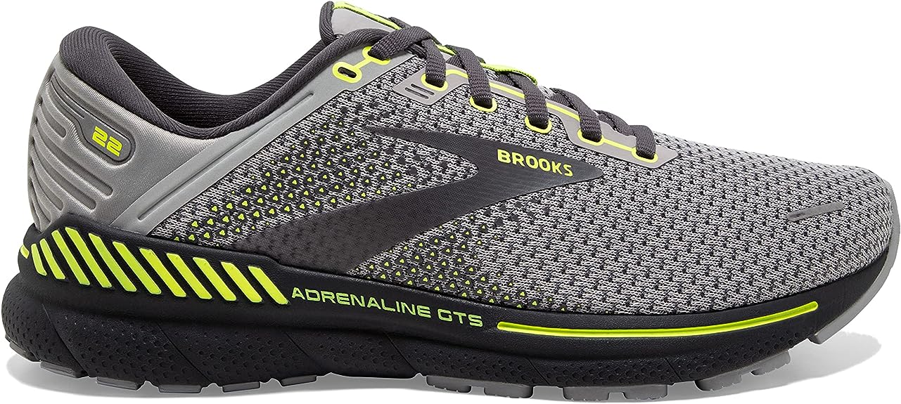 Men's Brooks Adrenaline GTS 22, Grey/Pearl/Nightlife, 15 D Medium