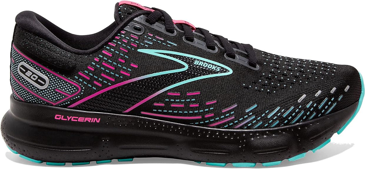 Women's Brooks Glycerin 20, Black/Blue Light/Pink, 11.5 B Medium