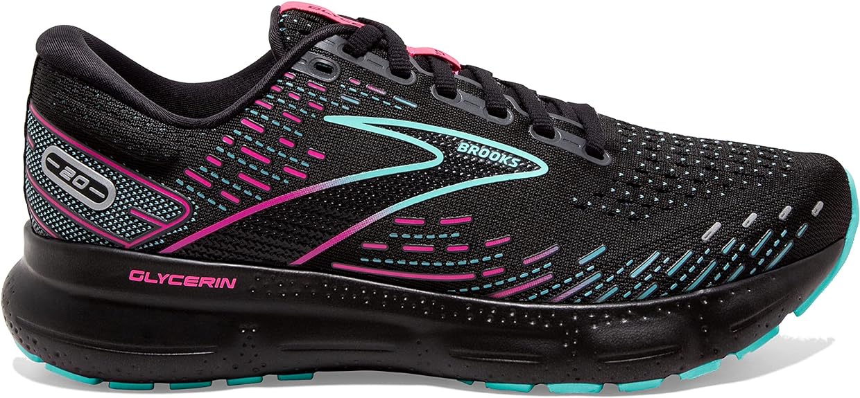 Women's Brooks Glycerin 20, Black/Blue Light/Pink, 11 B Medium