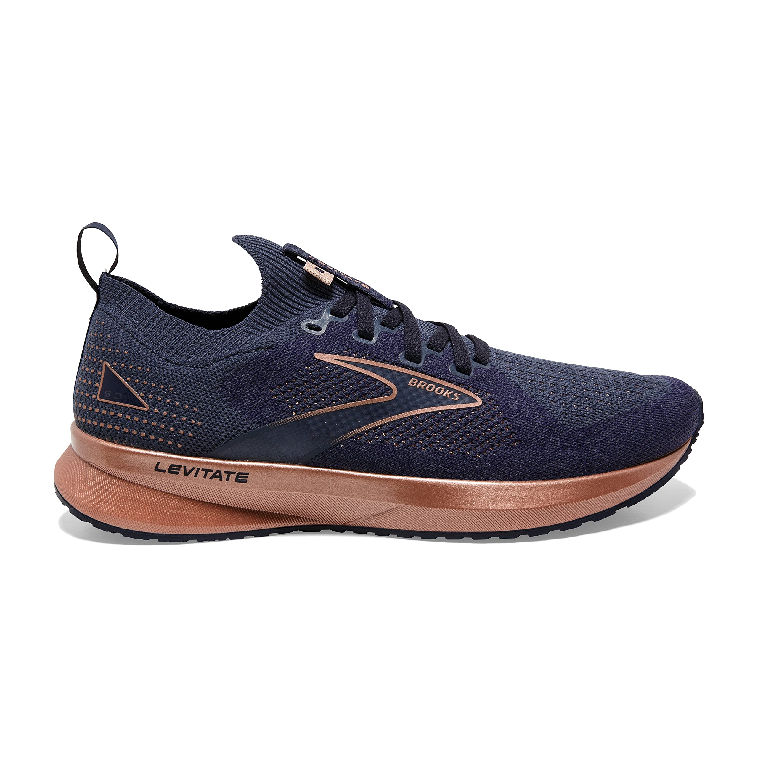 Women's Brooks Levitate Stealthfit 5, Peacoat/Navy/Copper, 9 B Medium