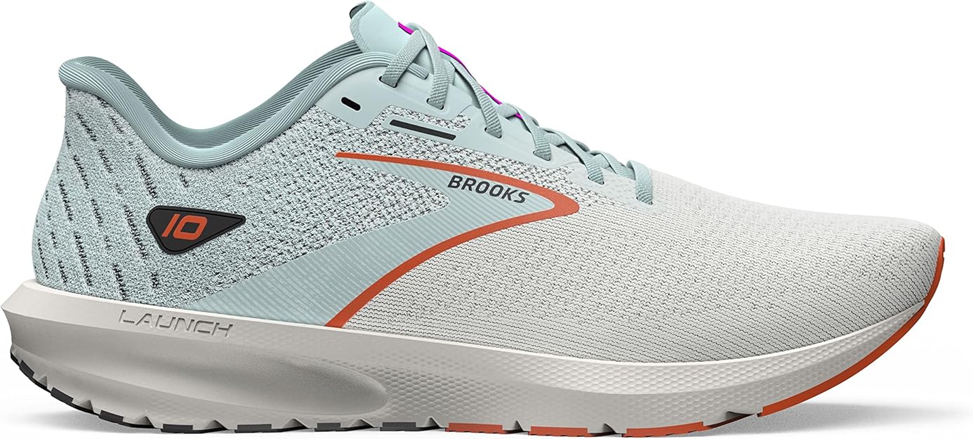 Men's Brooks Launch 10, Coconut/Skylight/Red Orange, 8.5 D Medium