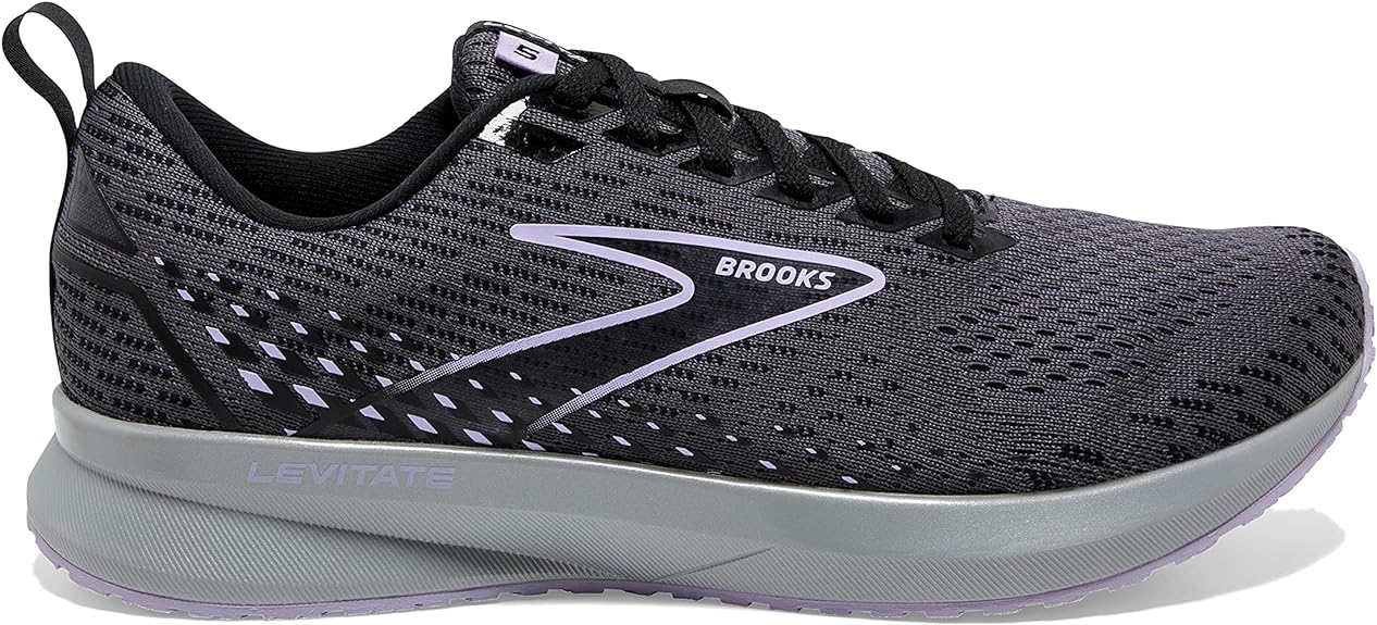 Women's Brooks Levitate 5, Ebony/Black/Lilac, 7.5 B Medium