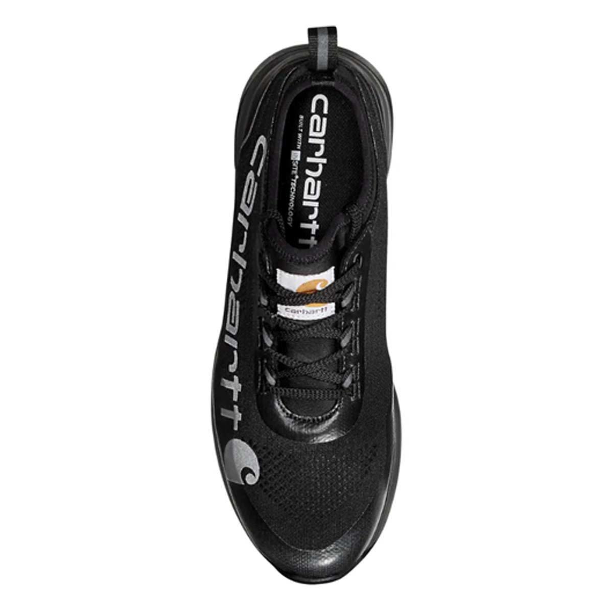 Side view on white background of Mens Carhartt Force Nano running shoe in Black, Medium (Regular) width