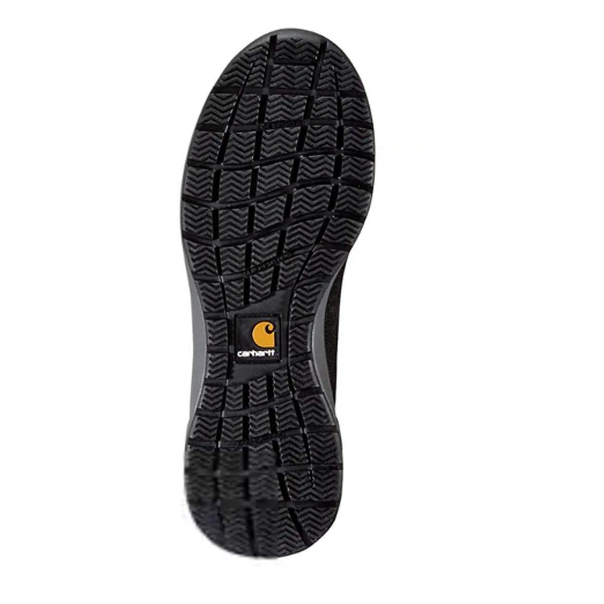 Side view on white background of Mens Carhartt Force Nano running shoe in Black, Wide width