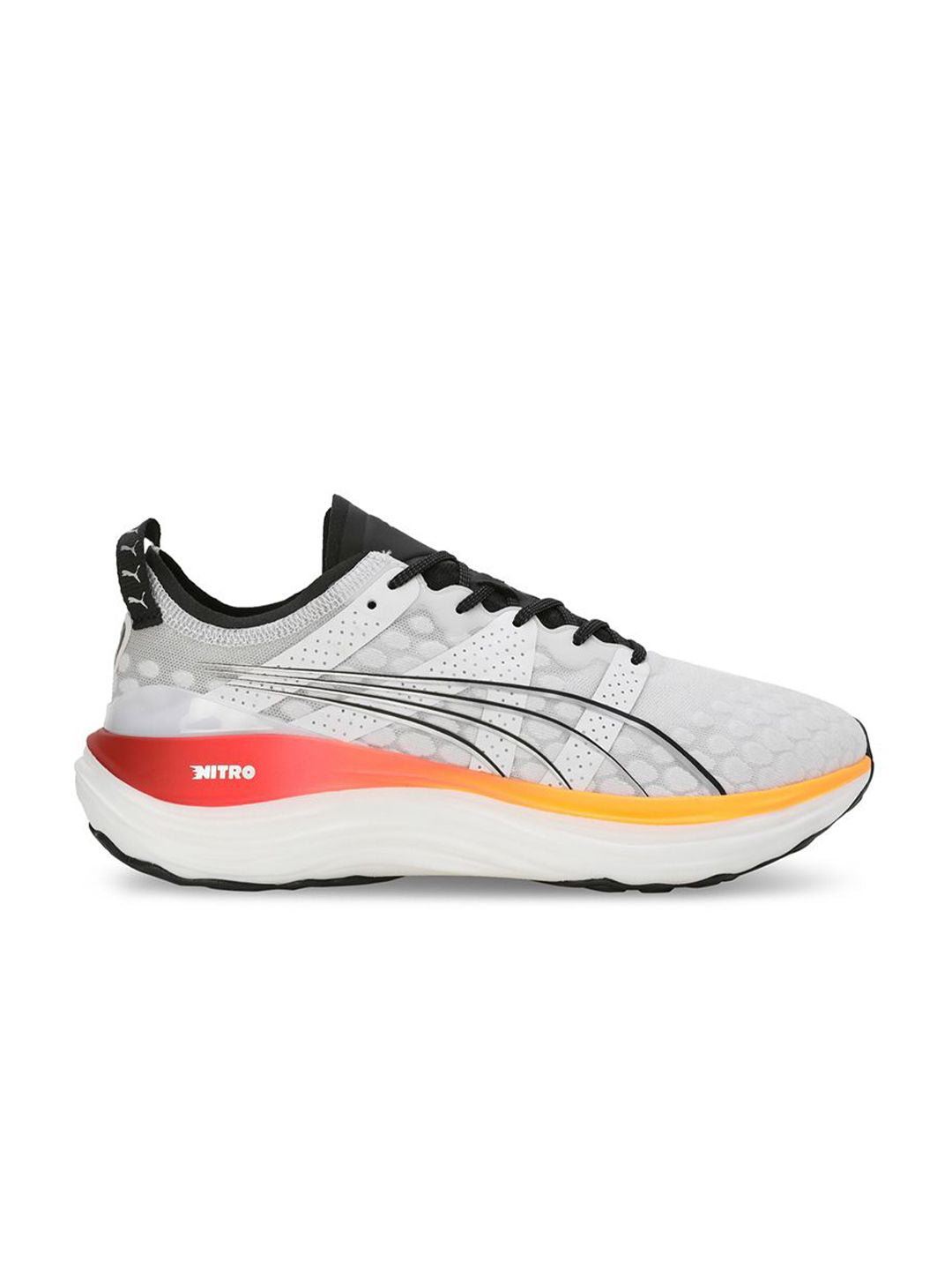 Men's Puma ForeverRun Nitro, Puma White/Sun Stream/Sunset Glow, 9 D Medium