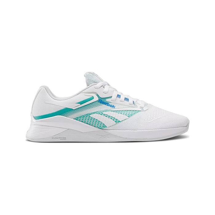 Women's Reebok Nano X4, Ftwr White/Unleashed Green/Grey, 8 B Medium