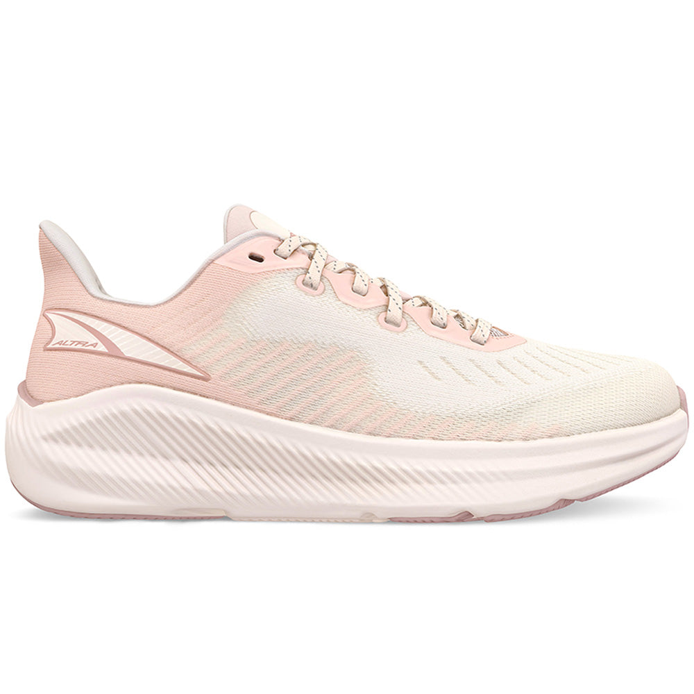 Side view on white background of Womens Altra Experience running shoe in Dusty Pink, Medium (Regular) width