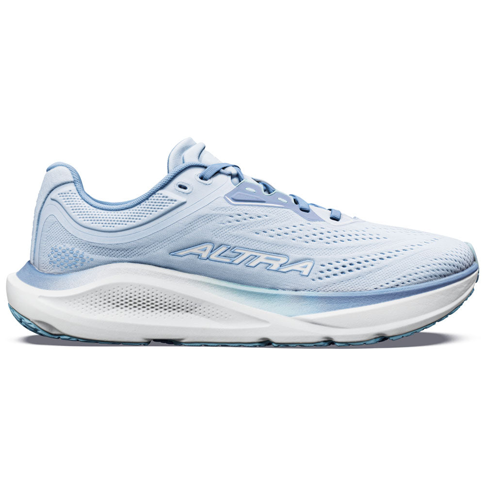 Side view on white background of Womens Altra Torin running shoe in Niagaramist/Ice/Rain Wash, Medium (Regular) width